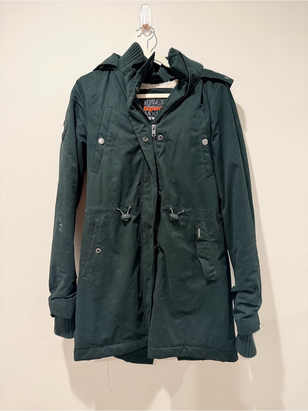 Superdry Women's Black Hooded Parka Coat Size 4